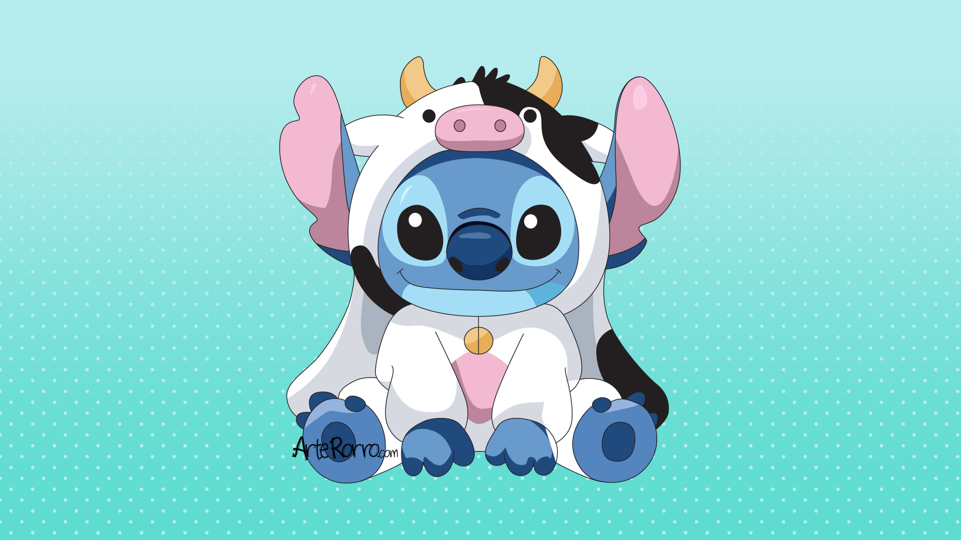 Stitch disfrazado de vaca