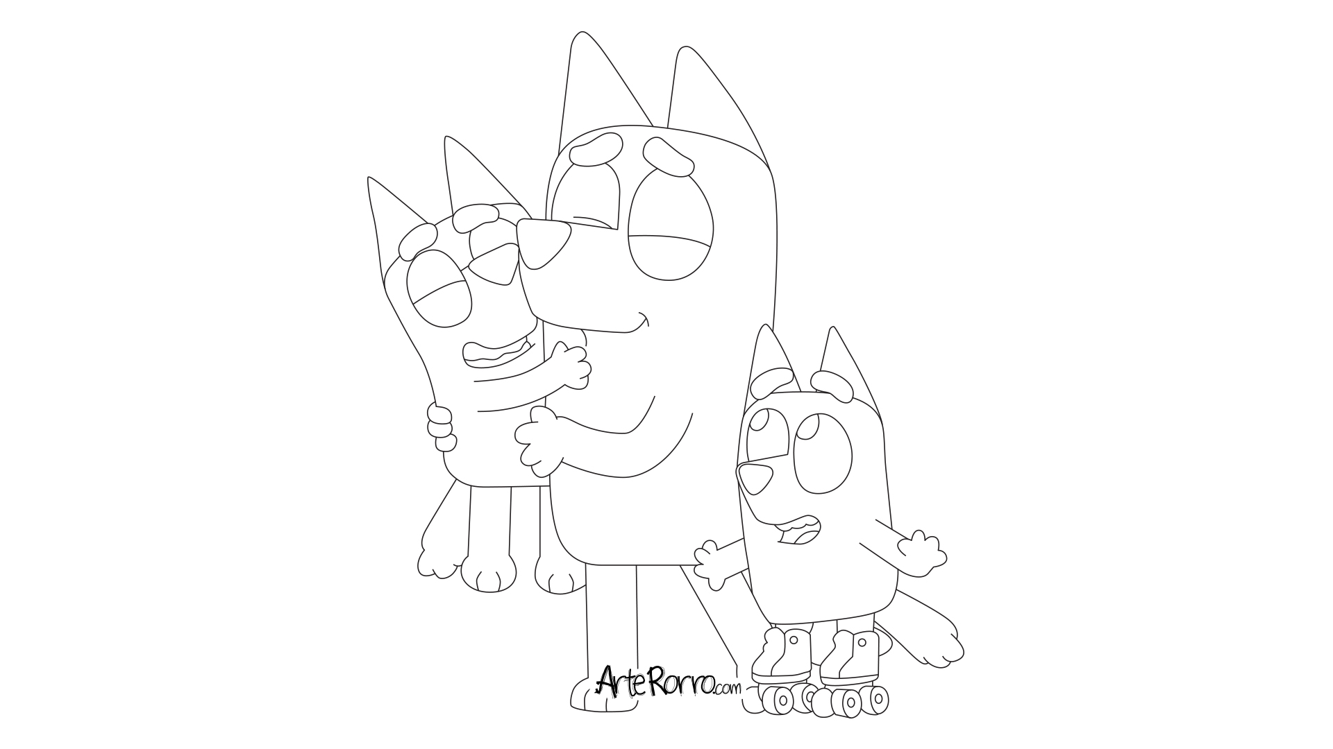 Dibujo de  Bluey, Chilli y Bingo