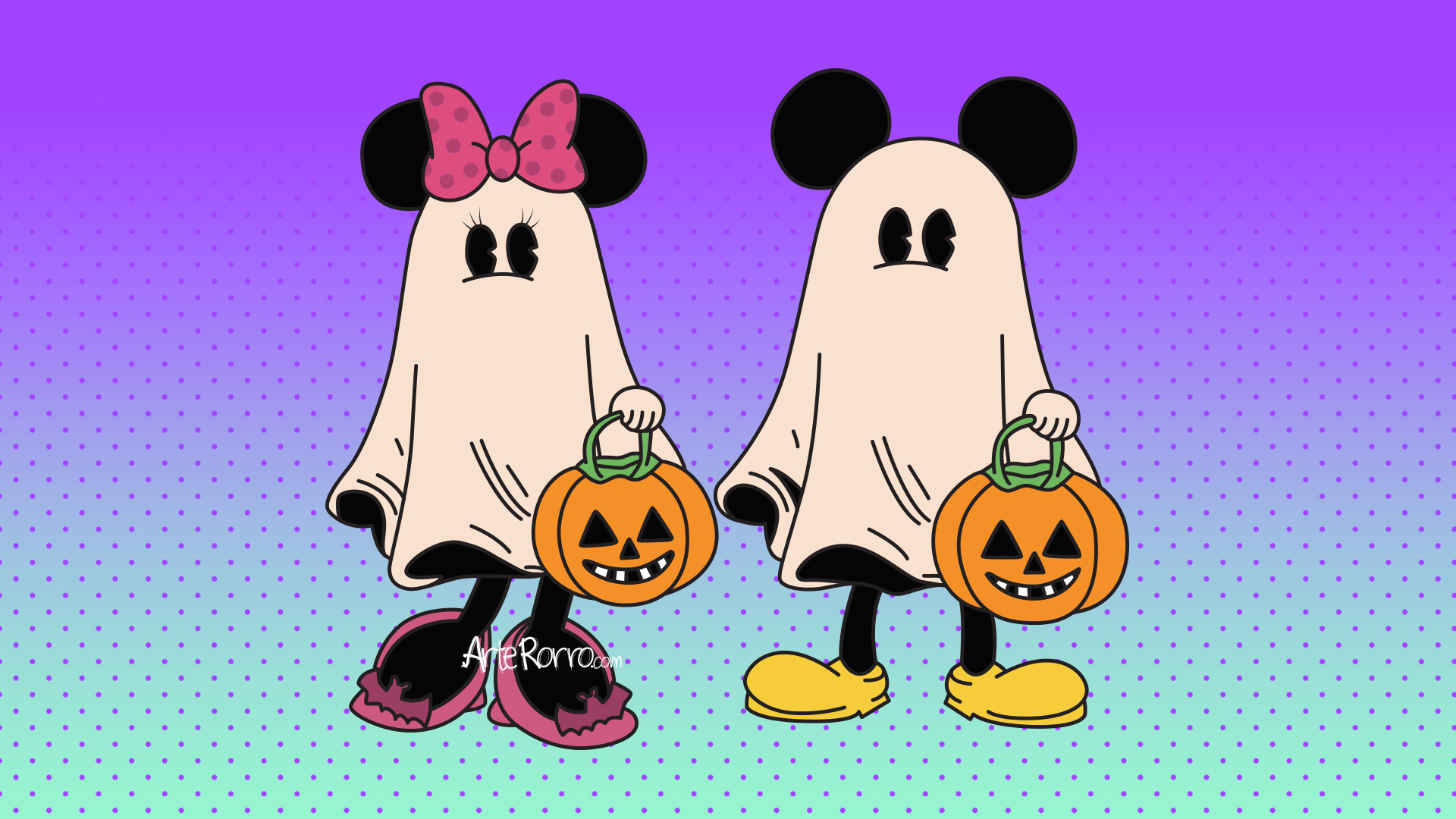Mickey & Minnie Mouse Ghost Costumes