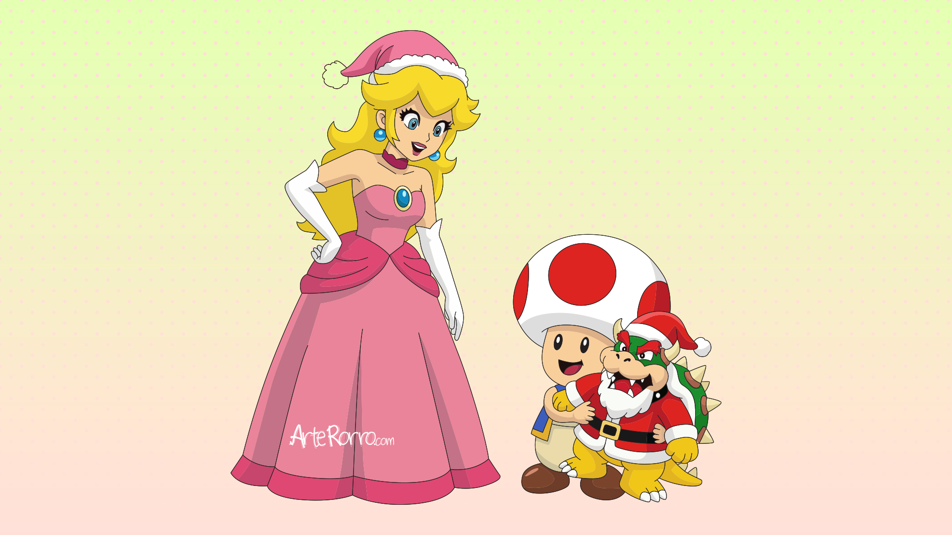 Princesa Peach, Toad y Bowser Navideños