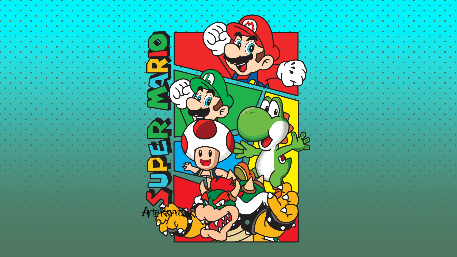 Mario, Luigi, Toad, Yoshi y Bowser